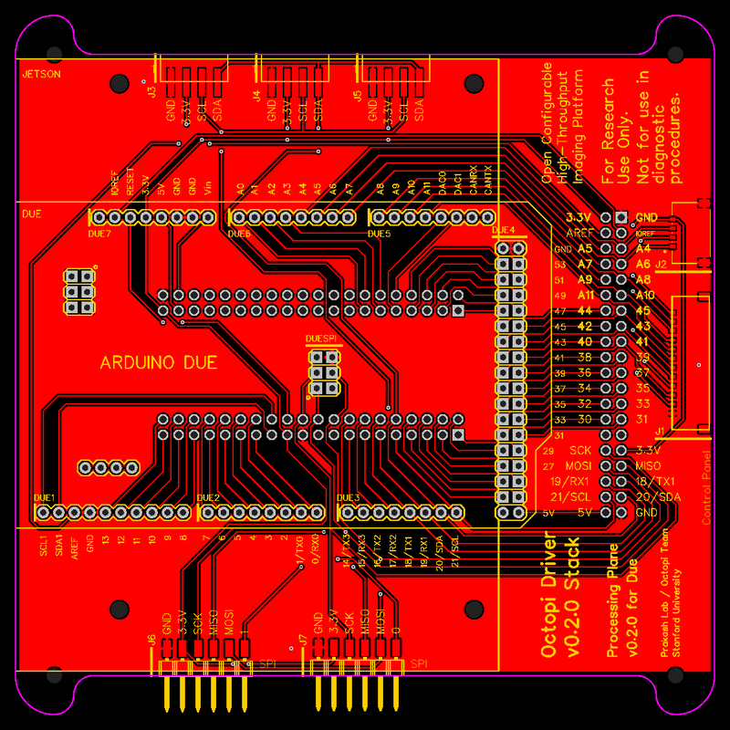 PCB layout for the processing plane for a physically modular PCB system for the Squid microscope.