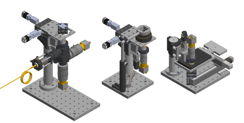 CAD renderings of three configurations of the Squid microscope.