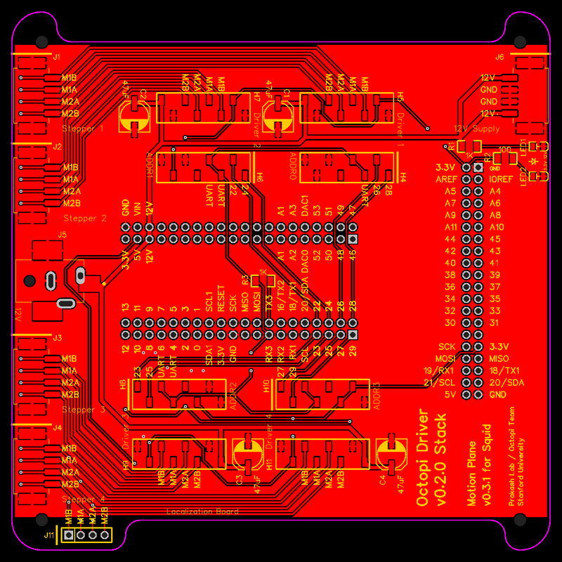 PCB layout for the motion plane for a physically modular PCB system for the Squid microscope.